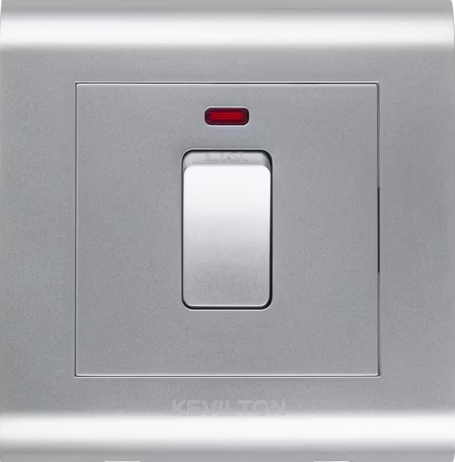 20A Double Pole with Neon-Modular Series-Silver-Kevilton