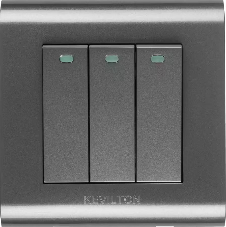 Home 3 Gang 1 Way Switch-Modular Series-Black-Kevilton