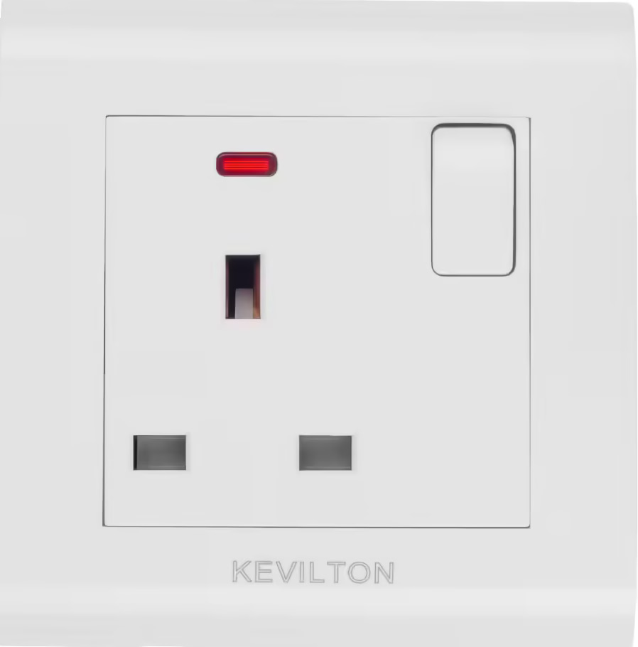 13A Socket-With Neon-Modular Series-White-Kevilton
