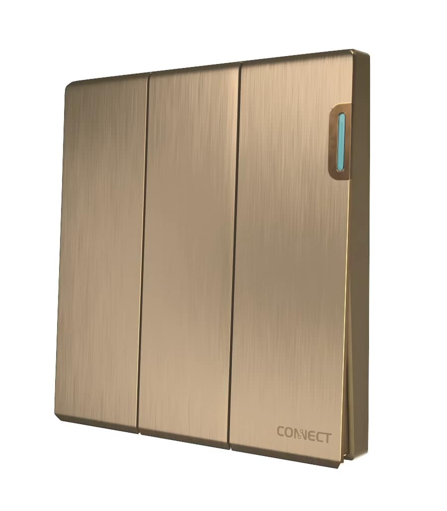 3 Gang 1 Way Switch-Premium Gold-Connect
