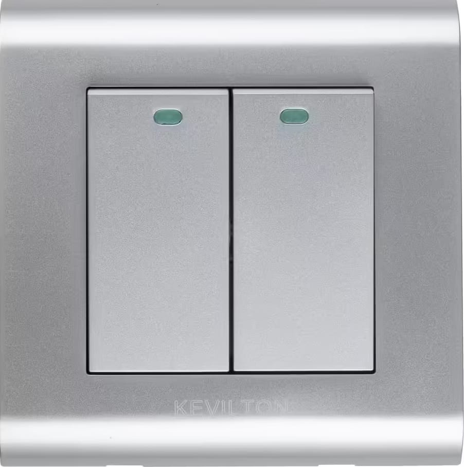 Home 2 Gang 1 Way Switch-Modular Series-Silver-Kevilton