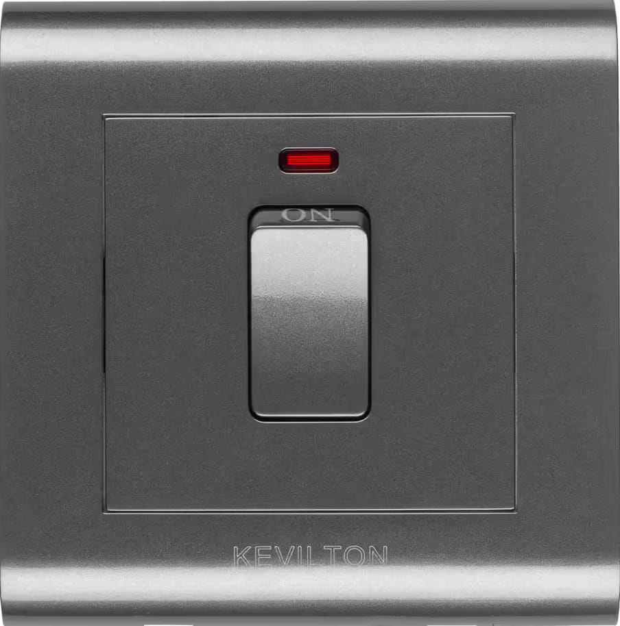 20A Double Pole with Neon-Modular Series-Black-Kevilton