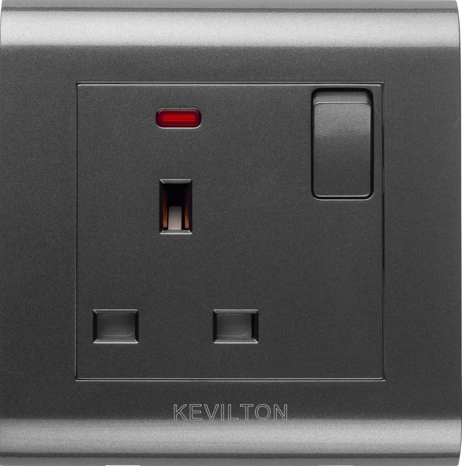 13A Socket with Neon-Modular Series-Black-Kevilton