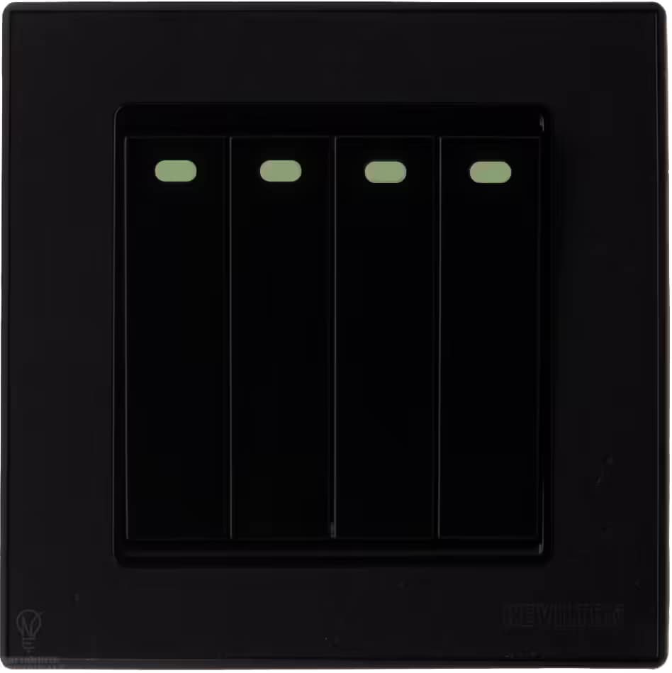 Home 4 Gang 1 Way Switch-Nature Series-Deep (Black)-Kevilton