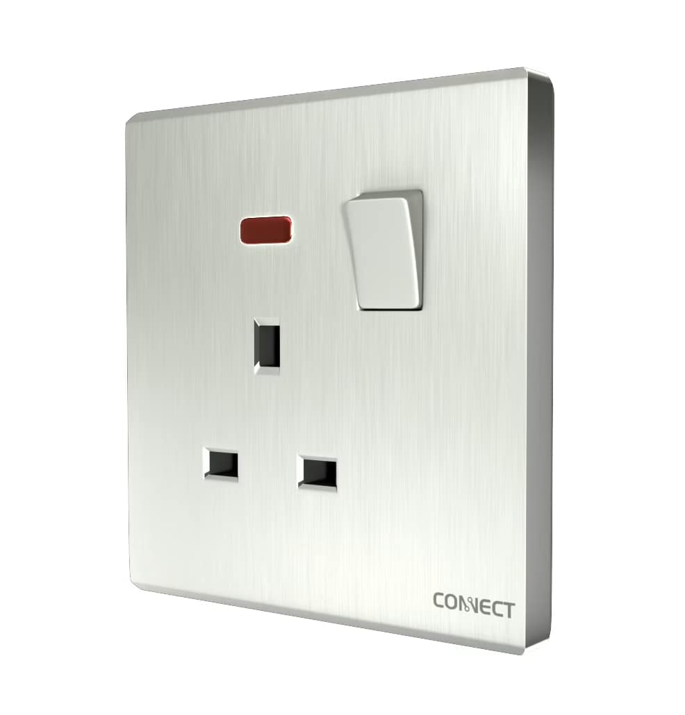 13A Switched Socket-With Neon-Pearl White-Connect