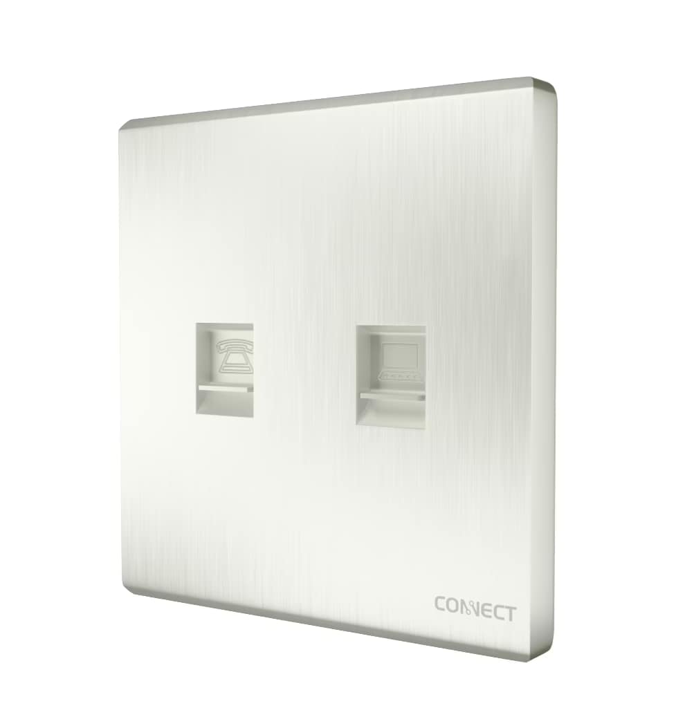 Telephone + Computer Socket-Pearl White-Connect